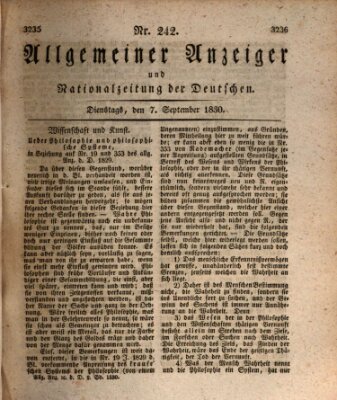 Allgemeiner Anzeiger und Nationalzeitung der Deutschen (Allgemeiner Anzeiger der Deutschen) Dienstag 7. September 1830