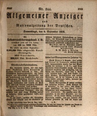 Allgemeiner Anzeiger und Nationalzeitung der Deutschen (Allgemeiner Anzeiger der Deutschen) Donnerstag 9. September 1830