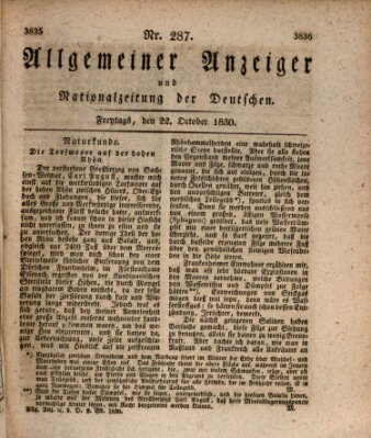 Allgemeiner Anzeiger und Nationalzeitung der Deutschen (Allgemeiner Anzeiger der Deutschen) Freitag 22. Oktober 1830