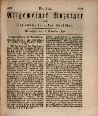 Allgemeiner Anzeiger und Nationalzeitung der Deutschen (Allgemeiner Anzeiger der Deutschen) Mittwoch 17. November 1830
