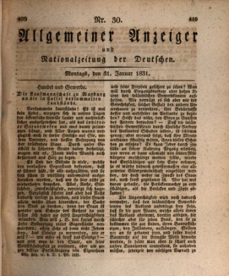 Allgemeiner Anzeiger und Nationalzeitung der Deutschen (Allgemeiner Anzeiger der Deutschen) Montag 31. Januar 1831