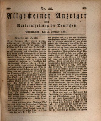 Allgemeiner Anzeiger und Nationalzeitung der Deutschen (Allgemeiner Anzeiger der Deutschen) Samstag 5. Februar 1831