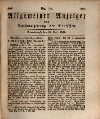 Allgemeiner Anzeiger und Nationalzeitung der Deutschen (Allgemeiner Anzeiger der Deutschen) Donnerstag 24. März 1831