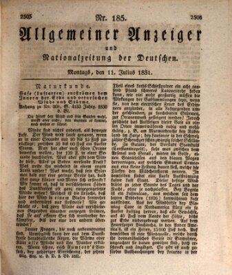 Allgemeiner Anzeiger und Nationalzeitung der Deutschen (Allgemeiner Anzeiger der Deutschen) Montag 11. Juli 1831