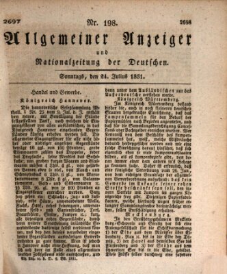 Allgemeiner Anzeiger und Nationalzeitung der Deutschen (Allgemeiner Anzeiger der Deutschen) Sonntag 24. Juli 1831