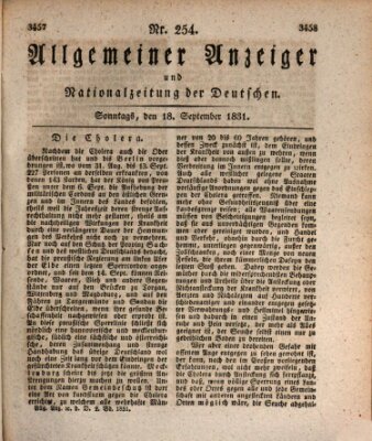 Allgemeiner Anzeiger und Nationalzeitung der Deutschen (Allgemeiner Anzeiger der Deutschen) Sonntag 18. September 1831