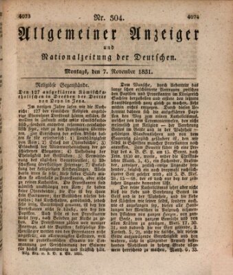 Allgemeiner Anzeiger und Nationalzeitung der Deutschen (Allgemeiner Anzeiger der Deutschen) Montag 7. November 1831