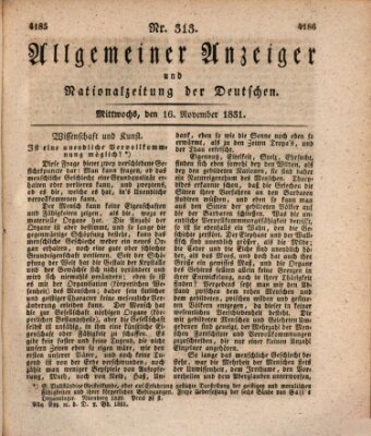 Allgemeiner Anzeiger und Nationalzeitung der Deutschen (Allgemeiner Anzeiger der Deutschen) Mittwoch 16. November 1831