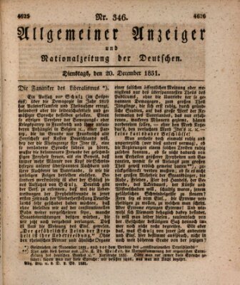 Allgemeiner Anzeiger und Nationalzeitung der Deutschen (Allgemeiner Anzeiger der Deutschen) Dienstag 20. Dezember 1831