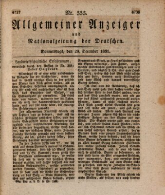 Allgemeiner Anzeiger und Nationalzeitung der Deutschen (Allgemeiner Anzeiger der Deutschen) Donnerstag 29. Dezember 1831