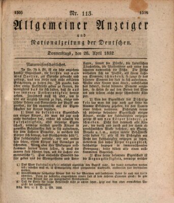 Allgemeiner Anzeiger und Nationalzeitung der Deutschen (Allgemeiner Anzeiger der Deutschen) Donnerstag 26. April 1832