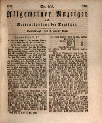 Allgemeiner Anzeiger und Nationalzeitung der Deutschen (Allgemeiner Anzeiger der Deutschen) Donnerstag 2. August 1832