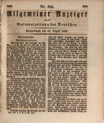 Allgemeiner Anzeiger und Nationalzeitung der Deutschen (Allgemeiner Anzeiger der Deutschen) Donnerstag 30. August 1832