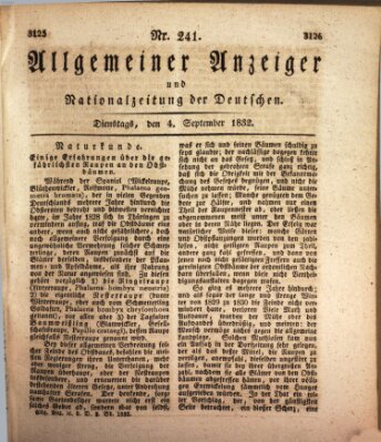 Allgemeiner Anzeiger und Nationalzeitung der Deutschen (Allgemeiner Anzeiger der Deutschen) Dienstag 4. September 1832