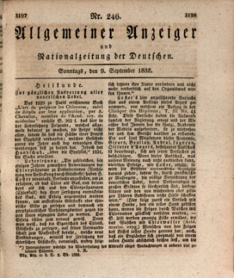 Allgemeiner Anzeiger und Nationalzeitung der Deutschen (Allgemeiner Anzeiger der Deutschen) Sonntag 9. September 1832