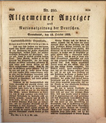 Allgemeiner Anzeiger und Nationalzeitung der Deutschen (Allgemeiner Anzeiger der Deutschen) Samstag 13. Oktober 1832