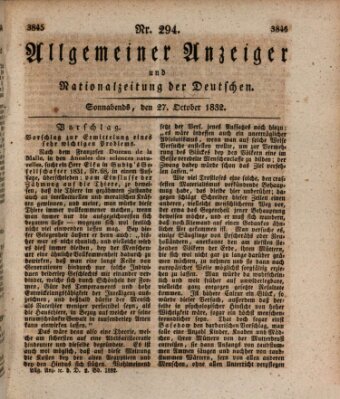 Allgemeiner Anzeiger und Nationalzeitung der Deutschen (Allgemeiner Anzeiger der Deutschen) Samstag 27. Oktober 1832