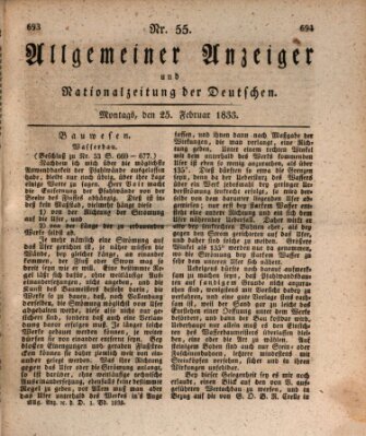 Allgemeiner Anzeiger und Nationalzeitung der Deutschen (Allgemeiner Anzeiger der Deutschen) Montag 25. Februar 1833