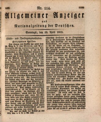 Allgemeiner Anzeiger und Nationalzeitung der Deutschen (Allgemeiner Anzeiger der Deutschen) Sonntag 28. April 1833