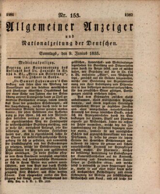 Allgemeiner Anzeiger und Nationalzeitung der Deutschen (Allgemeiner Anzeiger der Deutschen) Sonntag 9. Juni 1833
