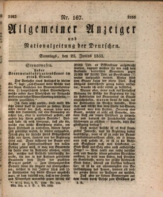 Allgemeiner Anzeiger und Nationalzeitung der Deutschen (Allgemeiner Anzeiger der Deutschen) Sonntag 23. Juni 1833