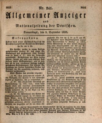 Allgemeiner Anzeiger und Nationalzeitung der Deutschen (Allgemeiner Anzeiger der Deutschen) Donnerstag 5. September 1833