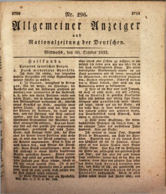 Allgemeiner Anzeiger und Nationalzeitung der Deutschen (Allgemeiner Anzeiger der Deutschen) Mittwoch 30. Oktober 1833