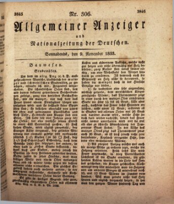 Allgemeiner Anzeiger und Nationalzeitung der Deutschen (Allgemeiner Anzeiger der Deutschen) Samstag 9. November 1833