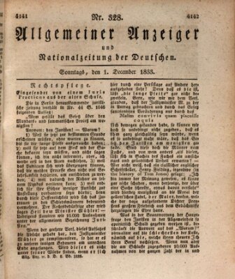 Allgemeiner Anzeiger und Nationalzeitung der Deutschen (Allgemeiner Anzeiger der Deutschen) Sonntag 1. Dezember 1833