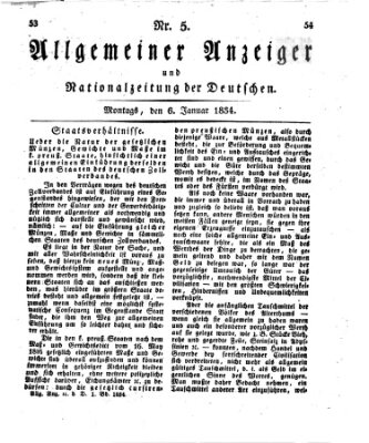 Allgemeiner Anzeiger und Nationalzeitung der Deutschen (Allgemeiner Anzeiger der Deutschen) Montag 6. Januar 1834