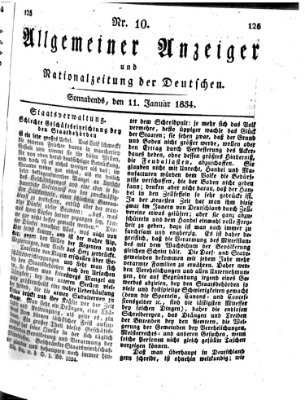 Allgemeiner Anzeiger und Nationalzeitung der Deutschen (Allgemeiner Anzeiger der Deutschen) Samstag 11. Januar 1834