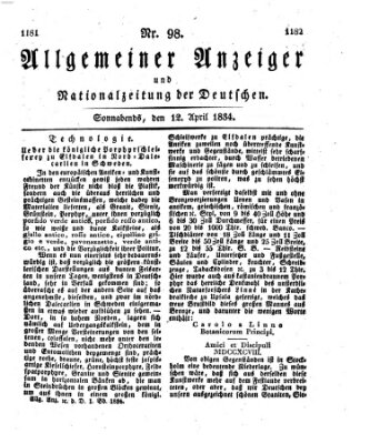 Allgemeiner Anzeiger und Nationalzeitung der Deutschen (Allgemeiner Anzeiger der Deutschen) Samstag 12. April 1834