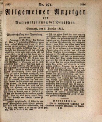 Allgemeiner Anzeiger und Nationalzeitung der Deutschen (Allgemeiner Anzeiger der Deutschen) Sonntag 5. Oktober 1834