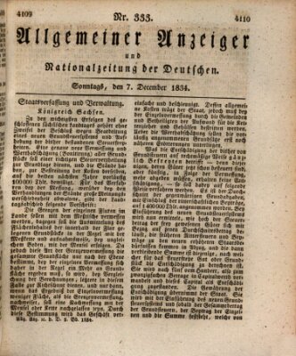 Allgemeiner Anzeiger und Nationalzeitung der Deutschen (Allgemeiner Anzeiger der Deutschen) Sonntag 7. Dezember 1834