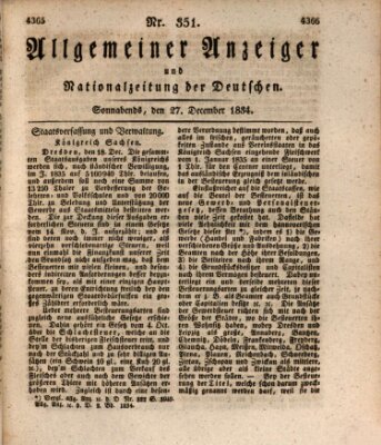 Allgemeiner Anzeiger und Nationalzeitung der Deutschen (Allgemeiner Anzeiger der Deutschen) Samstag 27. Dezember 1834