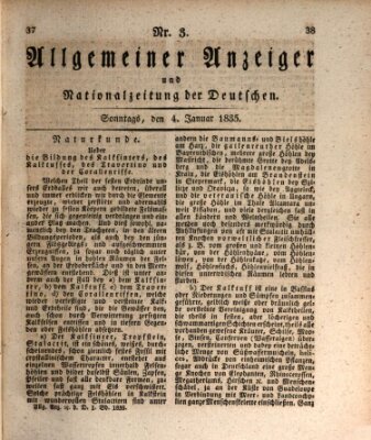 Allgemeiner Anzeiger und Nationalzeitung der Deutschen (Allgemeiner Anzeiger der Deutschen) Sonntag 4. Januar 1835