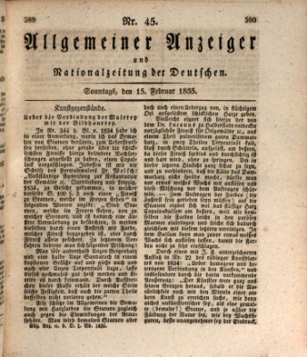 Allgemeiner Anzeiger und Nationalzeitung der Deutschen (Allgemeiner Anzeiger der Deutschen) Sonntag 15. Februar 1835