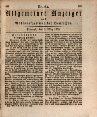 Allgemeiner Anzeiger und Nationalzeitung der Deutschen (Allgemeiner Anzeiger der Deutschen) Freitag 6. März 1835