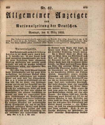 Allgemeiner Anzeiger und Nationalzeitung der Deutschen (Allgemeiner Anzeiger der Deutschen) Montag 9. März 1835