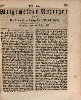Allgemeiner Anzeiger und Nationalzeitung der Deutschen (Allgemeiner Anzeiger der Deutschen) Montag 16. März 1835
