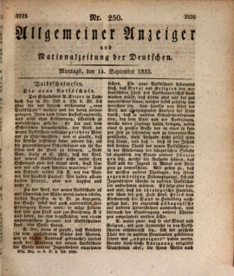 Allgemeiner Anzeiger und Nationalzeitung der Deutschen (Allgemeiner Anzeiger der Deutschen) Montag 14. September 1835