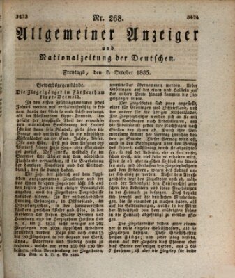Allgemeiner Anzeiger und Nationalzeitung der Deutschen (Allgemeiner Anzeiger der Deutschen) Freitag 2. Oktober 1835