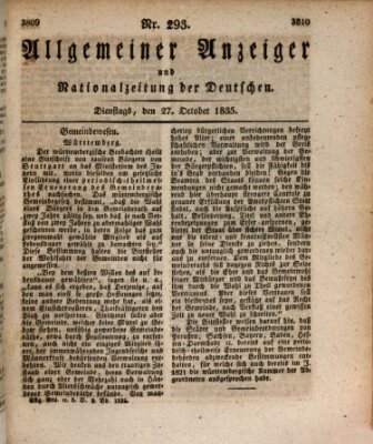 Allgemeiner Anzeiger und Nationalzeitung der Deutschen (Allgemeiner Anzeiger der Deutschen) Dienstag 27. Oktober 1835