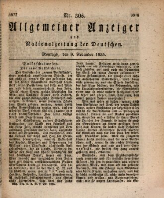 Allgemeiner Anzeiger und Nationalzeitung der Deutschen (Allgemeiner Anzeiger der Deutschen) Montag 9. November 1835