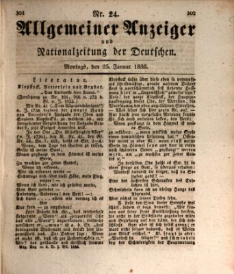 Allgemeiner Anzeiger und Nationalzeitung der Deutschen (Allgemeiner Anzeiger der Deutschen) Montag 25. Januar 1836