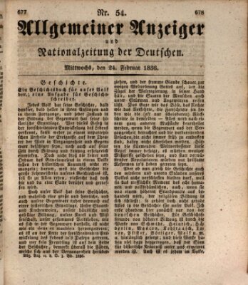 Allgemeiner Anzeiger und Nationalzeitung der Deutschen (Allgemeiner Anzeiger der Deutschen) Mittwoch 24. Februar 1836