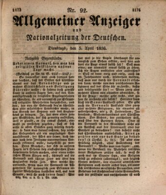 Allgemeiner Anzeiger und Nationalzeitung der Deutschen (Allgemeiner Anzeiger der Deutschen) Dienstag 5. April 1836