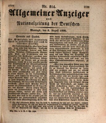 Allgemeiner Anzeiger und Nationalzeitung der Deutschen (Allgemeiner Anzeiger der Deutschen) Montag 8. August 1836