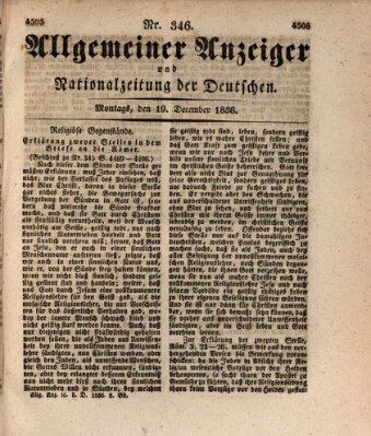 Allgemeiner Anzeiger und Nationalzeitung der Deutschen (Allgemeiner Anzeiger der Deutschen) Montag 19. Dezember 1836