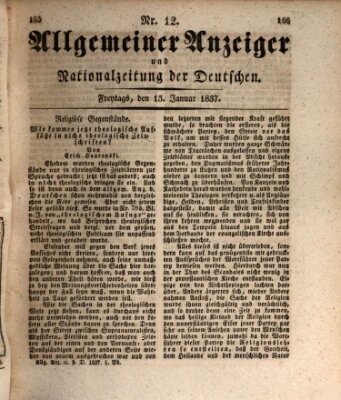Allgemeiner Anzeiger und Nationalzeitung der Deutschen (Allgemeiner Anzeiger der Deutschen) Freitag 13. Januar 1837